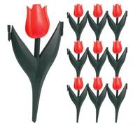 Lot de 12 clôtures de jardin avec motif tulipes emboîtables, idéales pour tracer des allées et fournir de la stabilité à votre paysage (fleurs rouges)