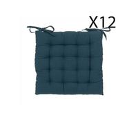 Lot de 12 coussins de chaise, coussin d'assise en coton coloris bleu foncé - Longueur 38 x Profondeur 38 x Hauteur 4.5 cm --