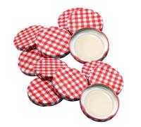 Lot de 12 couvercles de bocaux de confiture de remplacement Twist-Off Bramley & Sage Red Tringham Grid style 63 lid