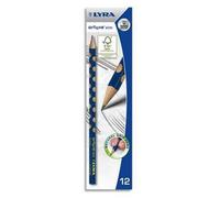 Lot de 12 Crayons graphite triangulaires Groove Slim avec grip zone pour gauchers et droitiers mine HB