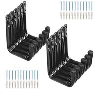 Lot de 12 crochets de garage pour outils, organiseur de rangement pour outils de jardin, crochets muraux robustes pour garage, adaptés aux tuyaux, vélos et tondeuses à gazon (noir, 11,5 cm x 8,9 cm)