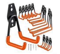 Lot de 12 crochets de rangement antidérapants en PVC pour garage Orange | Capacité de charge de 30 kg, pour un noyau en acier durable, comprend 24 vis, support en brique en béton
