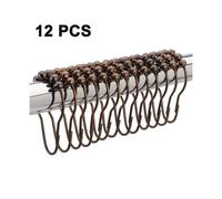 Lot De 12 Crochets De Rideau De Douche En Acier Inoxydable Chromé Avec Boules Roulantes ¿ Accessoires De Salle De Bain Durables Et Élégants