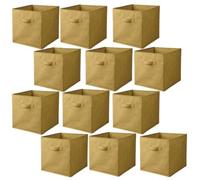 Lot de 12 cubes de rangement pliables en tissu avec poignées Jaune, L. 30 x l. 30 x H. 30 cm, HOUSEBOX