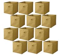 Lot de 12 cubes de rangement pliables en tissus avec poignée - 30x30x30cm - Jaune Ananas