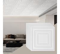 lot de 12 dalles de plafond en PVC 605x605mm - Dalles de plafond blanches pour l'intérieur - Facile à installer - Plafond à panneaux de haute qualité