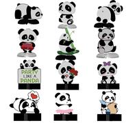 Lot de 12 décorations de fête en forme de panda en nid d'abeille - Fournitures de table en papier mignon