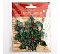 Lot de 12 décorations de Noël autocollantes Motif tartan houx 4,5 cm