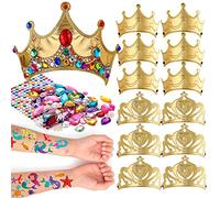 Lot de 12 diadèmes de fête pour enfants - Pour loisirs créatifs, collage, loisirs créatifs, cadeaux de fête d'anniversaire - Doré