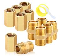 Lot de 12 doubles et manchons en laiton 1/4", 6 filetés extérieurs 1/4" et 6 manchons filetés intérieurs 1/4", AG/IG, raccord fileté hexagonal pour tuyau d'eau et tuyau de gaz