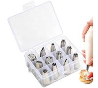 Lot de 12 douilles à douille en acier inoxydable - Kit de douilles pour glaçage - Pour biscuits, cupcakes, pâtisseries, pâtisseries à la maison et dans la cuisine domestique, pour débutants et