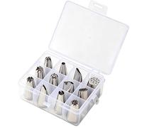 Lot de 12 douilles à douille en acier inoxydable pour décoration de gâteaux, pour meringue, cupcakes, pâtisseries et pâtisseries à la maison, convient pour les débutants et les amateurs de pâtisserie