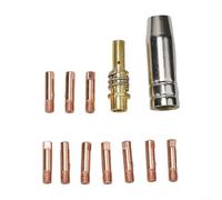 Lot de 12 douilles MB15 MIG - Embouts de 0,8 mm - Porte-embout M6 - Buse de diffuseur de gaz et embouts de contact compatibles avec les systèmes de torche 14AK 15AK (1 mm)