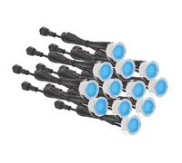 Lot de 12 éclairages de terrasse LED extérieur acier inoxydable Aurora M-Lite acier inoxydable bleu 2700K IP67 144lm 30mm