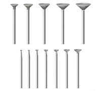 Lot de 12 embouts d'émeri pour sculpture sur pierre, pointes de montage multi-tailles pour outils rotatifs, tige de 2,35 mm et 3 mm, têtes de meulage résistantes à l'usure pour verre, carrelage