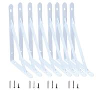 Lot de 12 équerres d'étagère robustes, équerres triangulaires de 25,4 cm | MAKTSAM Fixation murale, avec matériel de montage, support d'étagère à angle droit blanc