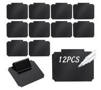 Lot de 12 étiquettes de panier à clipser pour boîtes de rangement, paniers de garde-manger, paniers noirs amovibles pour l'organisation des bacs