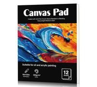 Lot de 12 feuilles de papier en toile de 40,6 x 50,8 cm, 350 g/m², carnet de croquis en toile à reliure adhésive pour adultes et étudiants - Peinture acrylique, peinture à l'huile