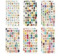Lot de 12 Feuilles Lettres et Chiffres Autocolnts Vintage | Stickers Scrapbooking Adhésifs Résistants,Accessoires Créatifs STICKERS