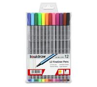 Lot de 12 feutres fineliner à pointe fine 0,4 mm, couleurs assorties, feutre de couleur stylos.