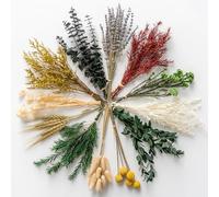 Lot de 12 fleurs séchées - Lavande, eucalyptus, blé, queues de lapin, faites à la main pour loisirs créatifs, décoration de vase, mariage, maison, anniversaire, décoration saisonnière