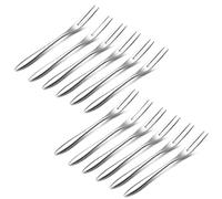 Lot de 12 fourchettes à crabe en acier inoxydable, petites fourchettes à cocktail, salade, dessert, fourchette à apéritif, fourchette à huîtres, vaisselle portable en acier inoxydable pour dégustation