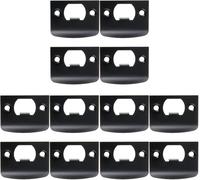 Lot de 12 gâches de porte à rebord complet, plaque de gâche d'angle rond, plaque de gâche de porte, plaque de gâche noire en acier inoxydable, kit de renforcement de porte