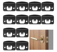 Lot de 12 gâches de porte, plaques de gâche à pêne dormant en acier inoxydable, plaques de gâche à rebord complet, kit de renforcement de porte noir pour la plupart des portes et serrures en bois