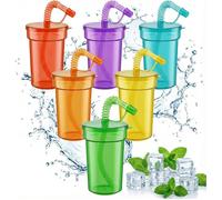 Lot de 12 Gobelets Réutilisables 380 ml, Avec Couvercles Et Pailles, En Polypropylène Sans BPA, Pour ACCESSOIRES FABRICATION MAISON