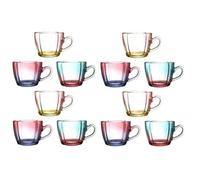 Lot de 12 grandes Tasses en Verre Coloré Dégradé 42 nse - Mugs multicolores