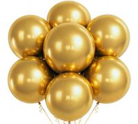 Lot de 12 grands ballons ronds en latex pour anniversaire, mariage, enterrement de vie de jeune fille, remise de diplôme, retraite, casino - 45,7 cm - doré métallisé chromé