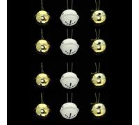 Lot de 12 grelots brillants - Or et blanc