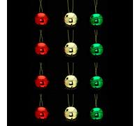 Lot de 12 grelots brillants - Rouge, vert et or