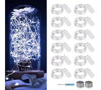 Lot de 12 guirlandes lumineuses à 30 LED - Fonctionnement à piles - Fil de cuivre de 3 m - Guirlande lumineuse étanche - Pour bricolage, Noël, mariage, fête, festival, décoration - Blanc froid