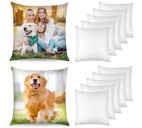 Lot de 12 housses de coussin par sublimation - 45,7 x 45,7 cm - Transfert thermique - Blanches - Sans plis - En polyester doux - Avec fermeture éclair invisible - Cadeaux à faire soi-même