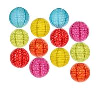 Lot de 12 lanternes en papier creuses chinoises japonaises à suspendre pour anniversaire, Halloween, mariage, fête prénatale, décoration d'intérieur (sans LED, pompon et bâton)