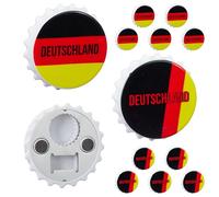 Lot de 12 LED Blinki Allemagne - 2 motifs de drapeau de football - Clignotant rouge et bleu - Aimants - Accessoires de fête - Décoration lumineuse