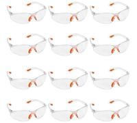 Lot de 12 Lunettes de Sécurité Transparentes Lunettes de Protection avec Verres en Plastique Pont-de-Nez et Embouts de Branc