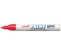 Lot de 12 Marqueur peinture à base d'huile indélébile pointe moyenne ogive corps métal coloris rouge UNI PAINT