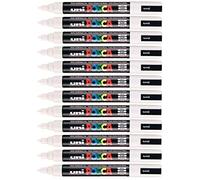 Lot de 12 marqueurs de peinture Uni Posca PC-5M à pointe ogive moyenne de 2,5 mm pour toutes surfaces en métal, bois, plastique, tissu, verre, pierre