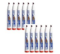 Lot De 12 Marqueurs Effaçable - Velleda 1751 - Rouge - Bic - Pointe Moyenne Biseautée