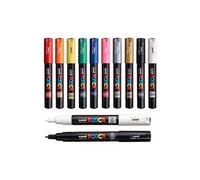 Uni Posca Marqueurs PC-1M – Ensemble de 12 pour peinture – noir + blanc inclus