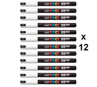 Lot De 12 Marqueurs Posca Pc-1mr Blanc Pointe Extra-Fine Calibrée