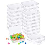 Lot de 12 mini boîtes de rangement rectangulaires en plastique transparent avec couvercle, 8,9 x 6,1 cm pour la collecte de petits articles, perles, pièces de jeu, cartes de visite, accessoires