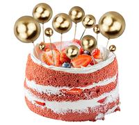 Lot de 12 mini décorations de gâteau en mousse pour cupcakes - Décorations de gâteau d'anniversaire (doré)