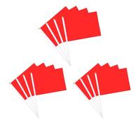 Lot de 12 mini drapeaux rouges - Petits drapeaux miniatures vierges sur bâton robuste, 12,7 x 20,3 cm, avec mât solide et pointe en forme de lance, parfaits pour défilés, fêtes et décorations