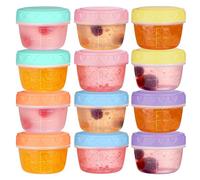 Lot de 12 mini Petit pot conservation bébé de 77 ml, petite capacité Pot plastique avec couvercle à vis étanches, sans BPA, adaptés à la congélation des aliments pour bébés, des sauces et des en cas