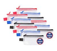 Lot de 12 mini pochettes zippées en plastique transparent résistant à l'eau renforcé en maille robuste