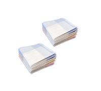 Lot de 12 Mouchoirs en Tissu Femme Bleu, Rose et Beige 100% Coton 28x28 cm