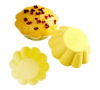 Lot de 12 moules à cupcakes en silicone réutilisables et lavables pour four, micro-ondes, lave-vaisselle (forme de fleur)